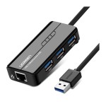 هاب یوگرین UGREEN USB 3.0 Hub with Gigabit Ethernet Adapter Black 20265