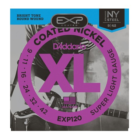 سیم گیتار الکتریک داداریو D'Addario EXP120 Coated Nickel Plated Steel Super Light
