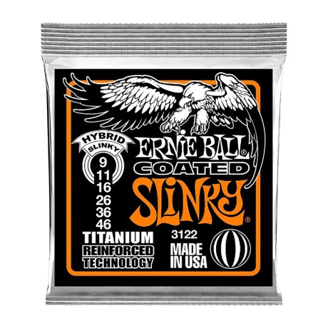 سیم گیتار الکتریک ارنی بال Ernie Ball 3122 Hybrid Slinky Coated Titanium RPS Electric Guitar Strings